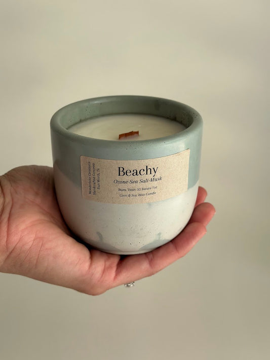 Beachy Scented Concrete Candle- End of Summer Sale